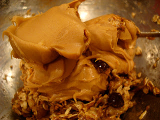 Peanut butter added to bowl