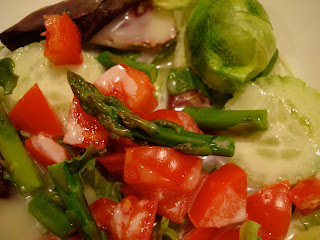 Mixed Field Greens, Asparagus, Brussels, Cukes, Tomatoes