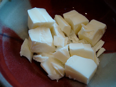 White chocolate chunks in bowl