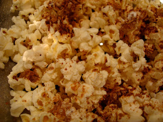 Close up of Popcorn in bowl with Cinnamon and Stevia
