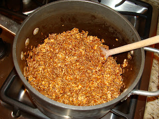 Oats added to melted butter mixture