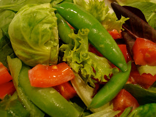 Brussels, Sugar Snap Peas, Tomatoes, Carrots, Mixed Greens