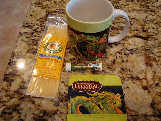Celestial Tea Products on countertop