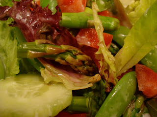 Up close of Mixed Green Salad with Vegetables