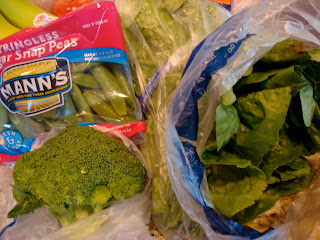 Sugar Snap Peas, Broccoli, Romaine
