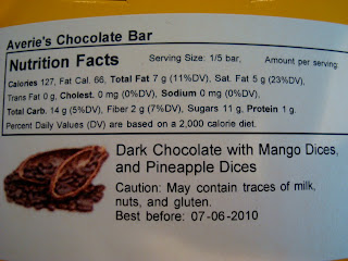Back of package of bar
