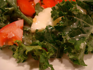 Kale salad up close on plate