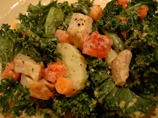 Kale salad with Vegan Creamy Tahini Cesar-Inspired Dressing