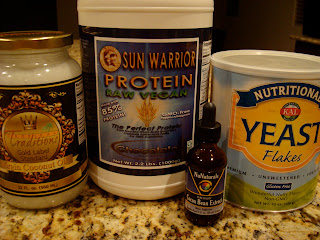 Ingredients for Chocolate Coconut Oil Protein Popcorn