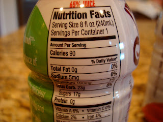Nutritional Facts on Cheribundi bottle