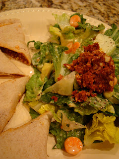 Quesadilla wedges with Raw Vegan Taco Salad