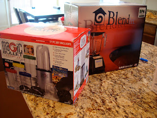Magic Bullet and the Blend-Tec on countertop