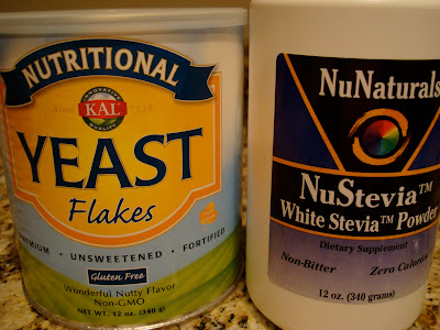 Containers of Nutritional Yeast and Stevia Powder