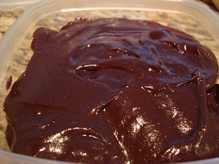 Mixed raw vegan brownies in clear container