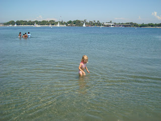 Little girl playing in the water