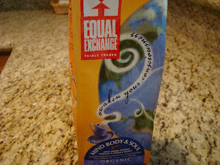 Equal Exchange Organic Coffee in package on countertop