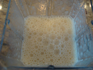 Banana mixture smooth after being blended