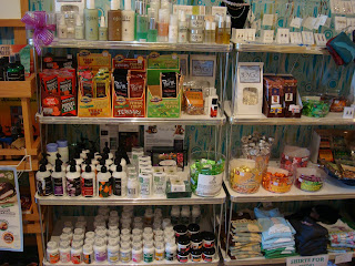 Shelves full of natural products at vegan store - 27