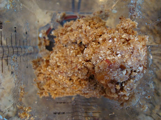 Blended oat mixture mixed with dates and agave