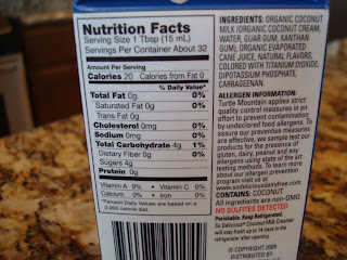 Nutritional facts on So Delicious French Vanilla Coconut Milk Creamer container