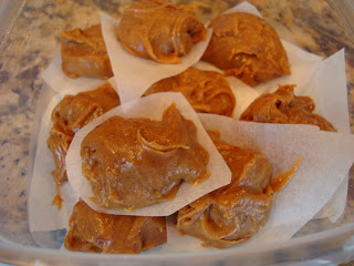 Raw Vegan Peanut Butter Cookie Dough Balls in clear container with parchment paper