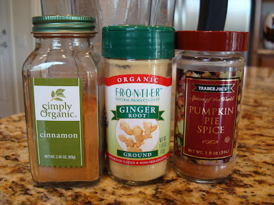Jars of Cinnamon, Ground Ginger and Pumpkin Pie Spice