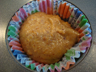 Up close of batter in muffin liner