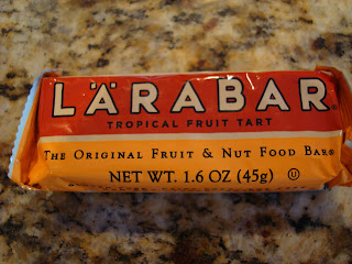 Tropical Fruit Tart Larabar in package on countertop