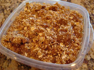 Finished Raw Vegan Apple Crumble in clear container