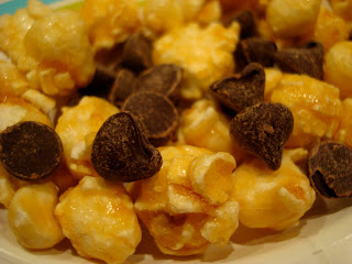 Popcorn with some chocolate chips