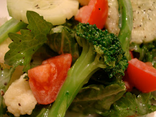Close up of salad with Vegan Slaw Dressing