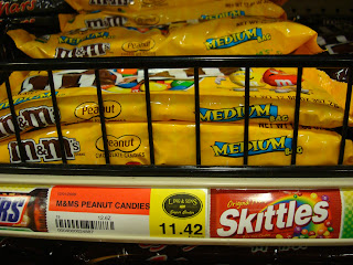 M&M's on shelf with price tag below