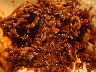 Close up of Raw Vegan Chocolate Coconut Snowballs with scoops taken out