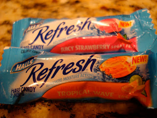 Two flavors of Halls Refresh throat lozenges 