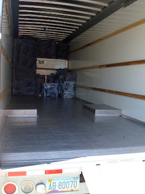 Inside bed of moving truck