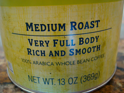 Bottom of Coffee Container saying Medium Roast