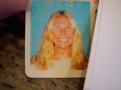 Close up of photo of woman on drivers license