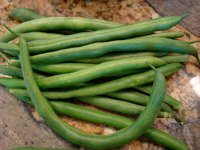 Green beans on countertop