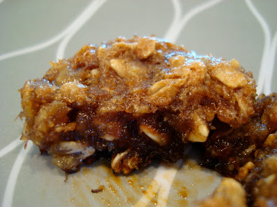 Close up of split open Vegan Gluten Free Cinnamon Raisin Banana Oatmeal Muffin