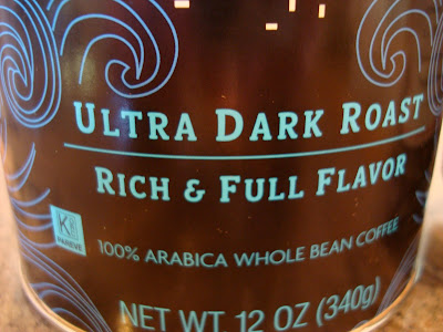 Close up of bay blend coffee ultra dark roast