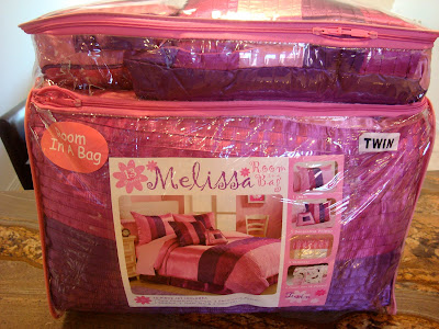 Sateen Purple and Pink bedding set in bag