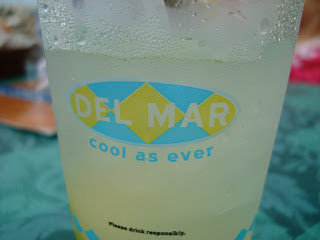 Margarita in glass that says Del Mar cool as ever