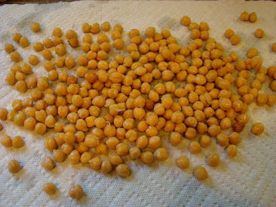 Rinsed and drying garbanzo beans/chickpeas