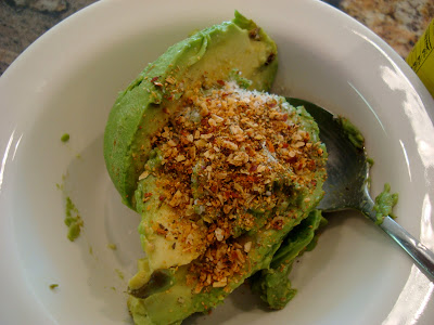 Overhead of Avocado with Mrs. Dash seasoning