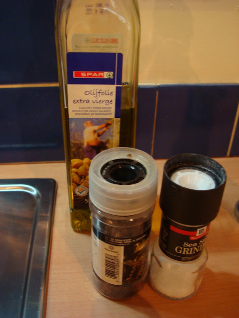 Salt, pepper and olive oil