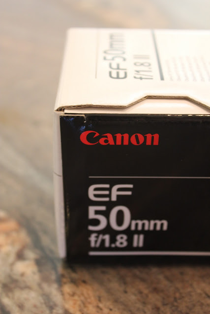 Close up of box saying Canon EF 50mm f/1.8 II