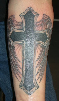 angel winged cross tattoos. Cool Cross tattoos with Wings for Man