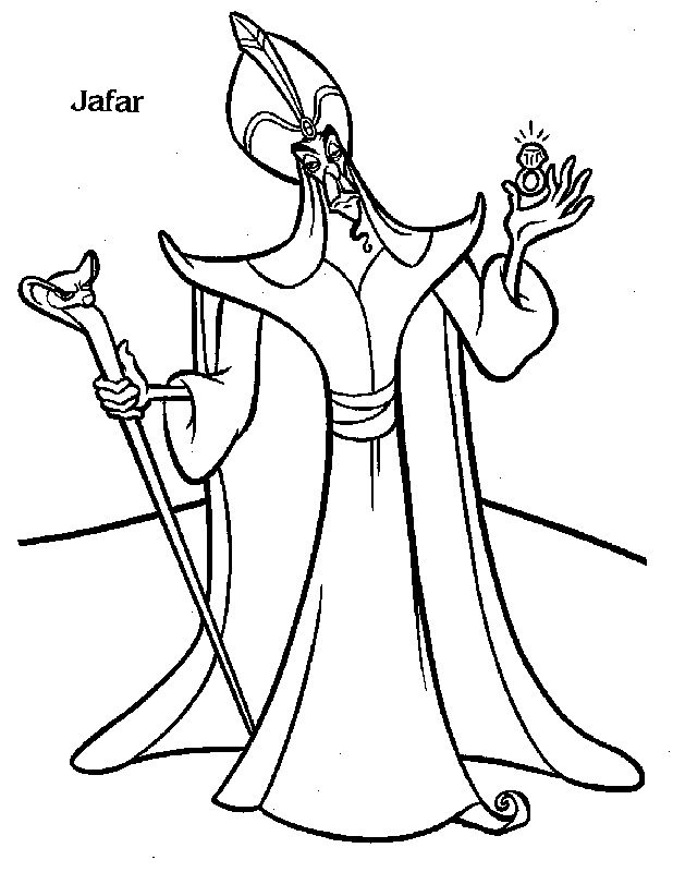 Aladdin Coloring Sheets Free Printable quot Jafarquot Aladdin Cartoon Kids Coloring