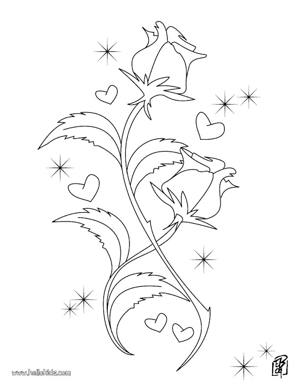 Kids Coloring Pages : Valentine Day Roses Printable title=