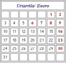 Egutegia / Calendario